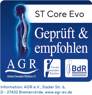 ST Core Evo: Geprüft & empfohlen – AGR: Aktion Gesunder Rücken; Forum Gesunder Rücken; Bundesverband deutscher Rückenschulen