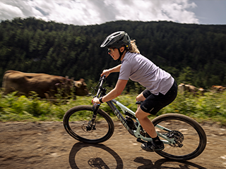 Mountain biker on the descent