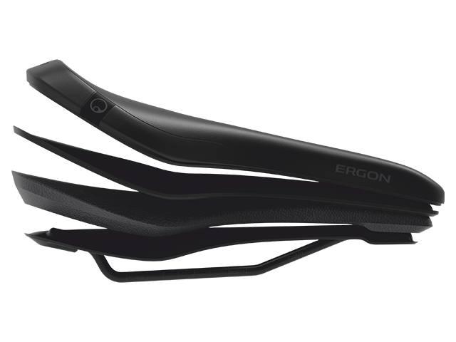Unlike the standard saddle, which has only one shell, the SM E-Mountain Core Prime consists of two shells, between which the ergonomic core absorbs impacts