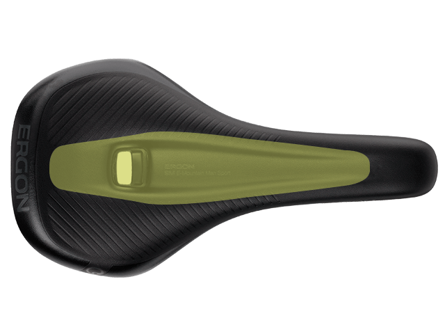 Ergon SM E-Mountain Men saddle with extra deep relief channel.