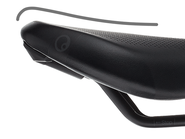 Ergon SM Women saddle with supporting ramp in the rear of the saddle.