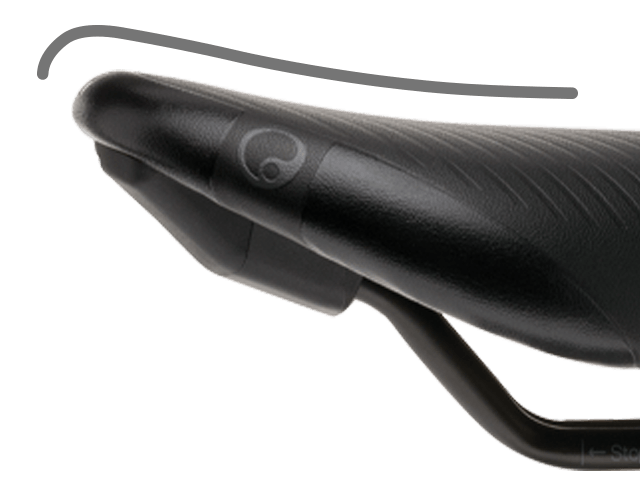 Ergon SM Sport Men saddle with supporting ramp in the saddle rear.