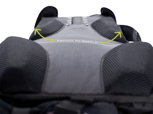 Ergon BA2 backpack with flexible aluminium shaped rail.