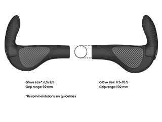 The GP3 Evo is offered in Small and Large. For hand(glove)sizes 6.5 – 8.5 we recommend the size Small, for 8.5 – 10.5 size Large