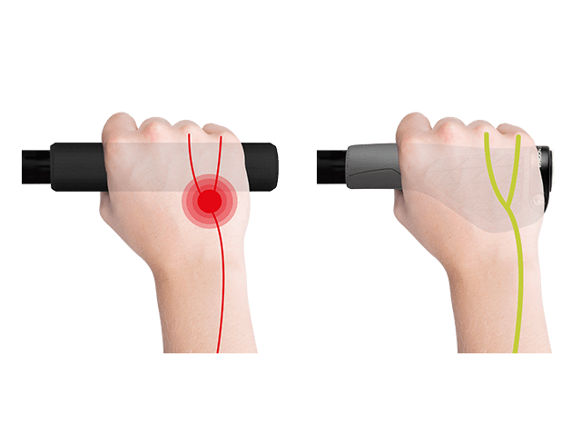 The position of the hand on the Ergon GS1 grip relieves the ulnar nerve.