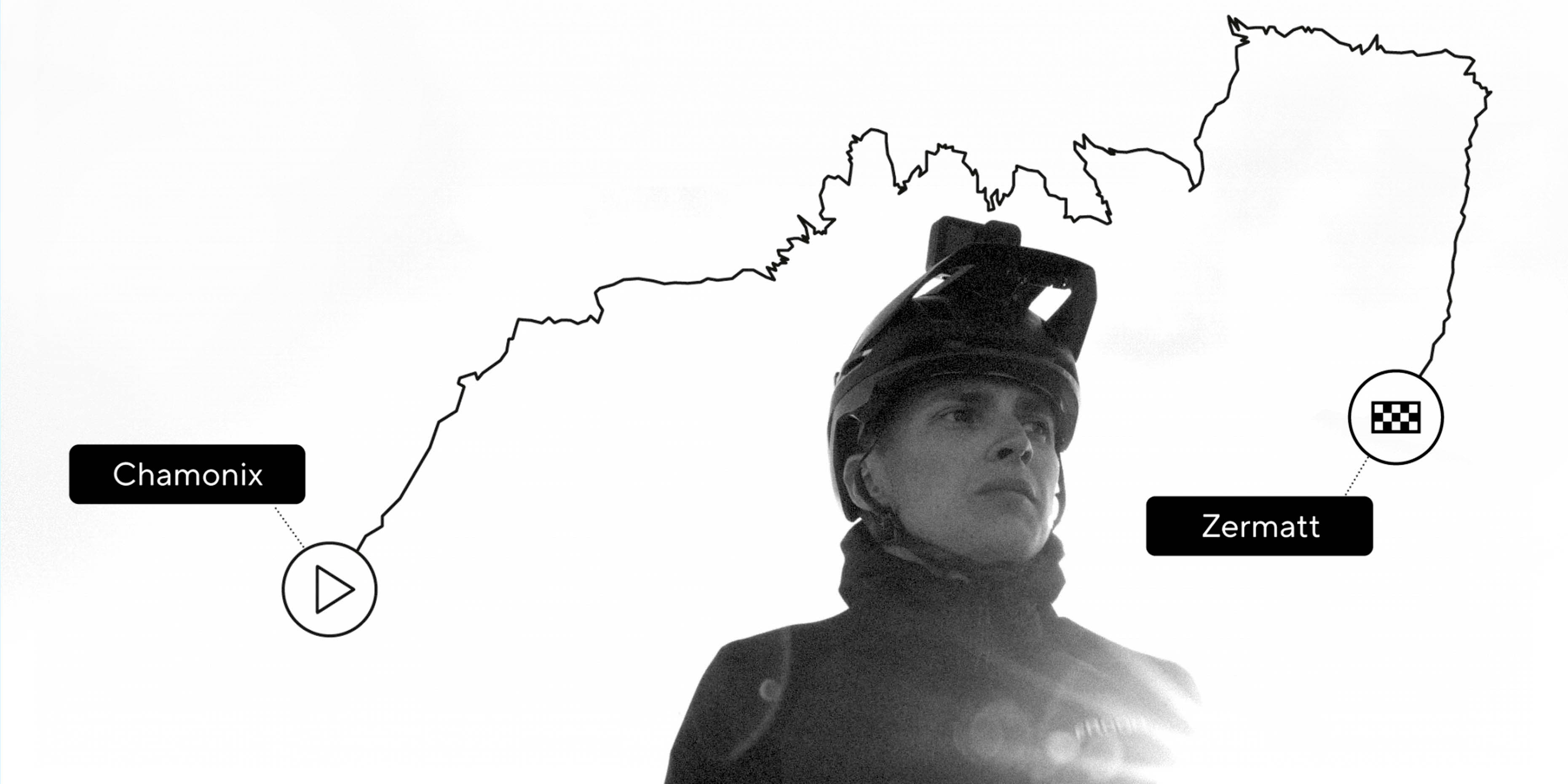 Black-and-white photograph of Jules Dreyer. His planned route is marked above him.