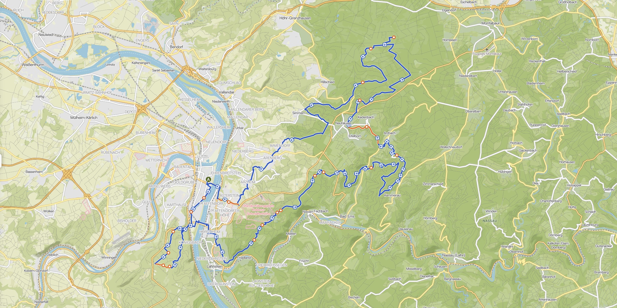 Ehein Westerwald Gravel Challenge auf einer Karte eingezeichnet