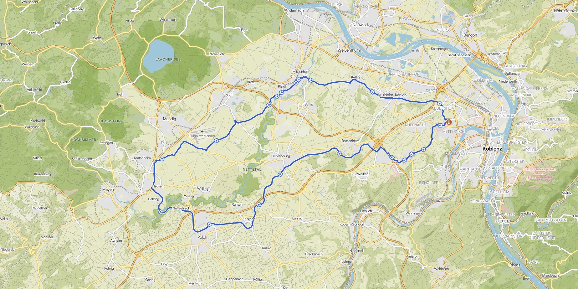Plaidt Feierabendrunde auf einer Karte eingezeichnet