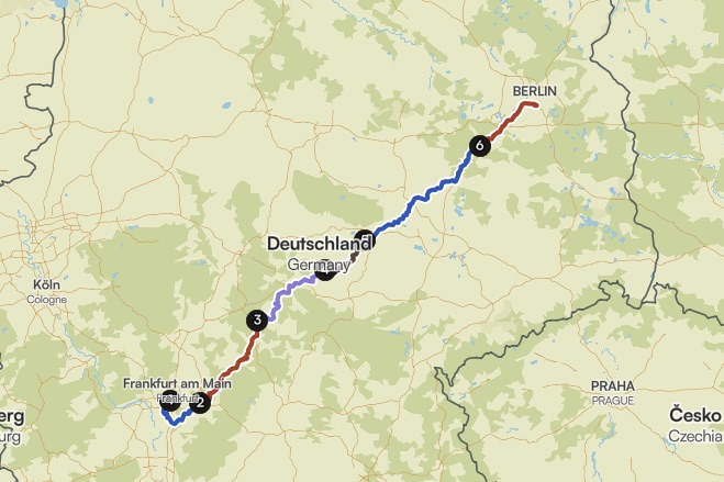 Candy B. Graveller auf einer Karte eingezeichnet