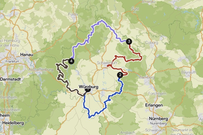 Mainfranken Graveller auf einer Karte eingezeichnet