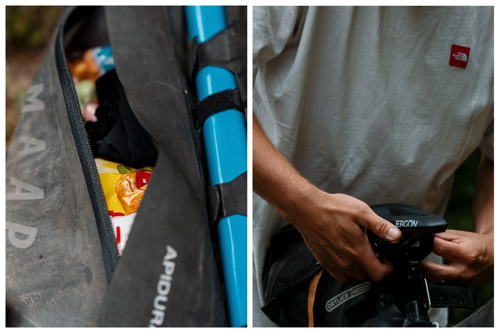Two-photo collage showing close-ups of MAAP bikepacking bags on a gravel bike
Photographer Ingvar Vollprecht
Photographer Jakab Rokob