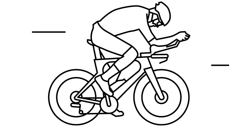 Symbol eines Triathleten auf seinem Zeitfahrrad
