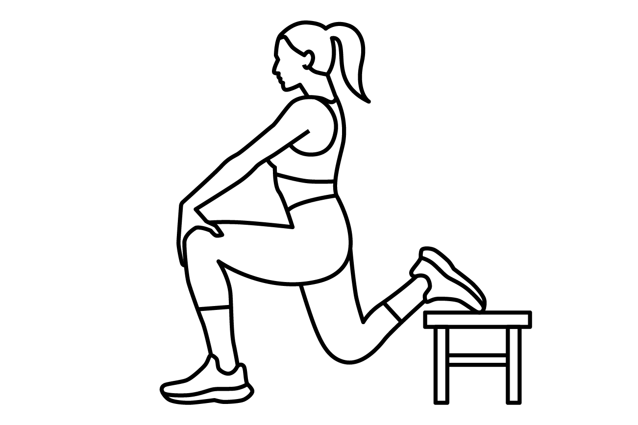 Illustration einer Person, die ihre Oberschenkel dehnt