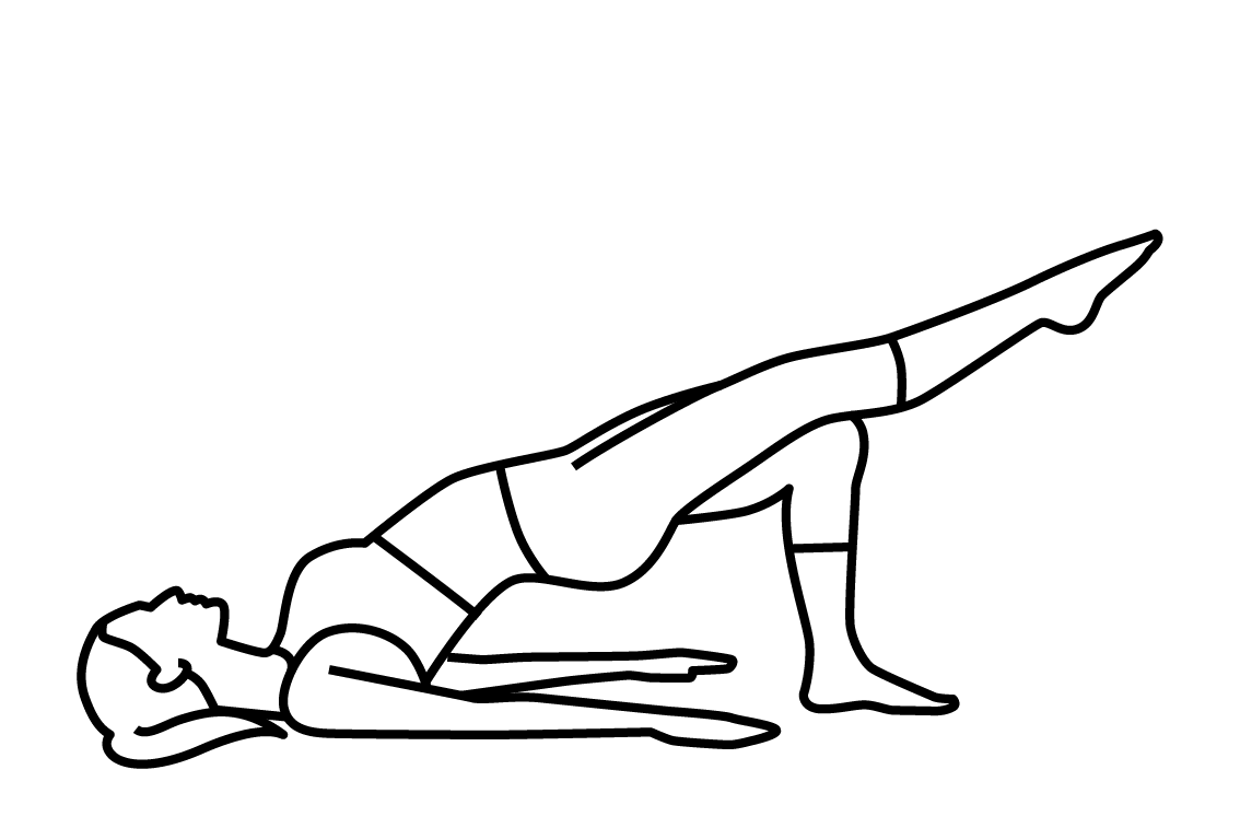 Illustration einer Person, die eine Dehnübung am Boden ausführt.