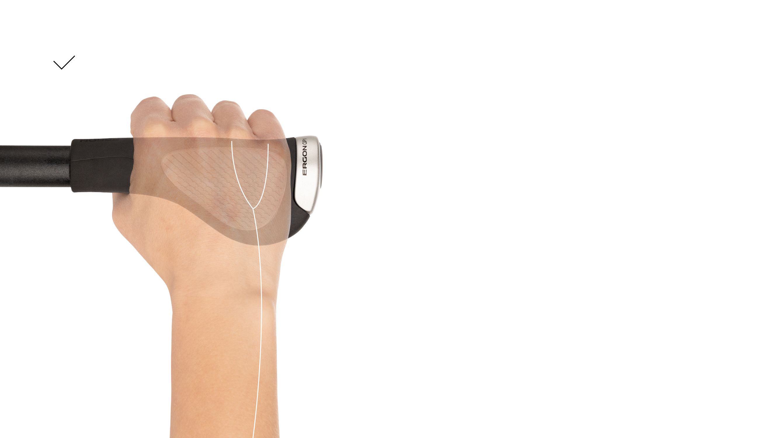 Abbildung der korrekten Handposition dank des Ergon GP1 Evo Flügelgriffs.