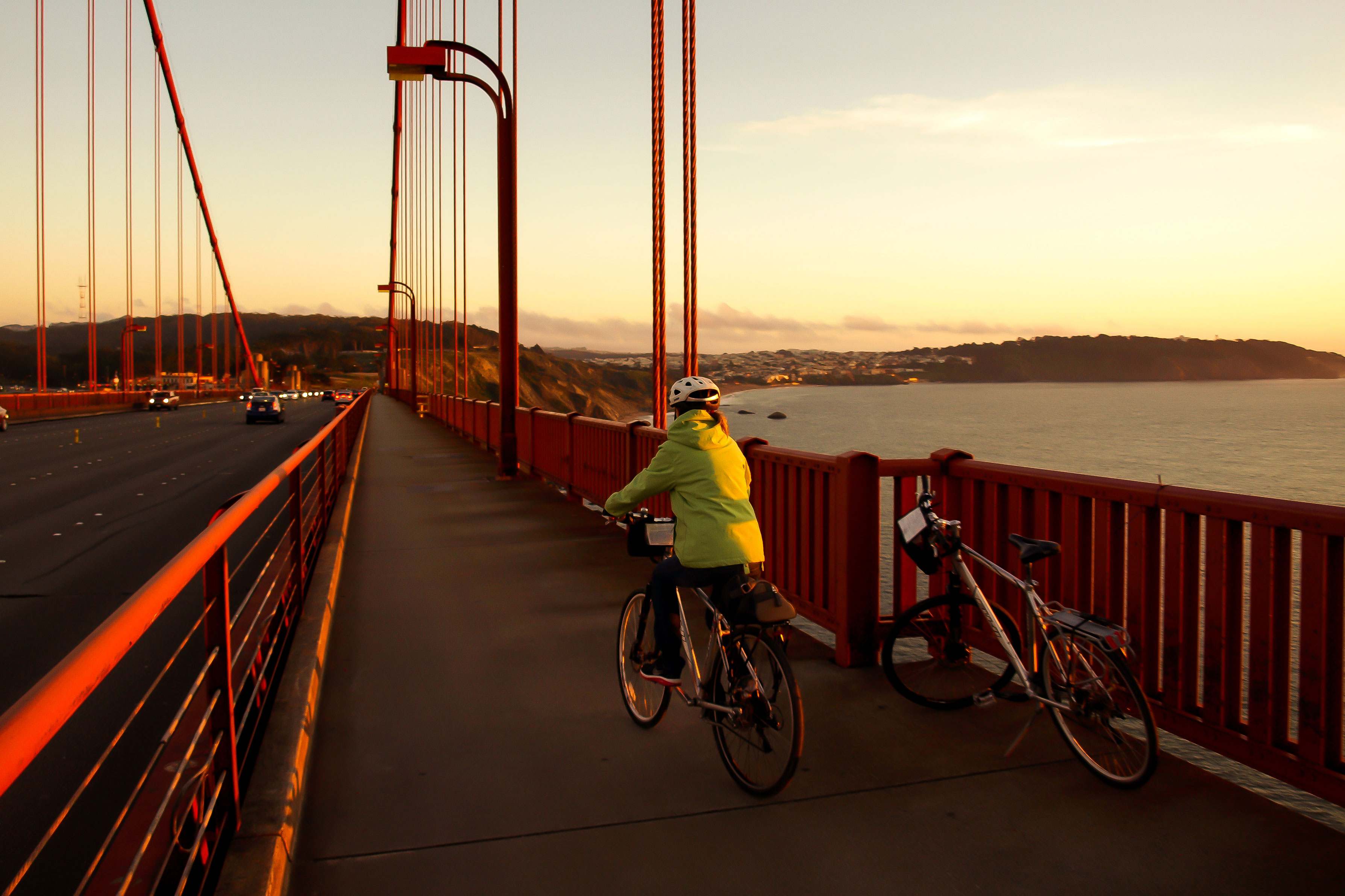 Woman, Cycling over Golden Gate