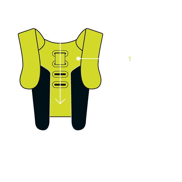 Schematische Darstellung, die die Anpassung des Rückenteils des BA3 Evo Enduro Rucksackes zeigt.