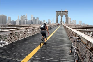 Brooklyn Brooklyn Bridge cyclist